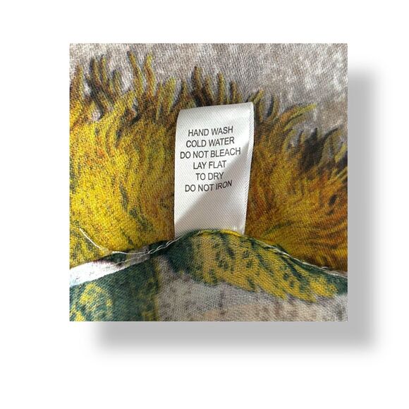 Kollie More Tan Floral Print Long Scarf Wrap Viscose Tan Yellow Green Boho Shawl - Picture 11 of 12